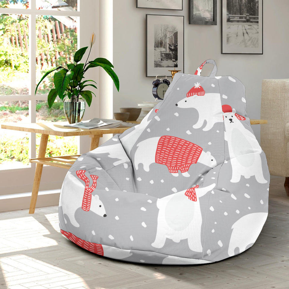 Cute Polar Bear Christmas Snow Pattern Bean Bag Cover