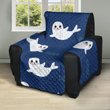 Cute white baby sea lion seal pattern Recliner Cover Protector