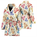 Teddy Bear Pattern Print Design 05 Women's Bathrobe