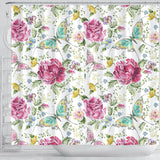 Hand Drawn Butterfly Rose Shower Curtain Fulfilled In US