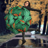 Heliconia Flower Palm Monstera Leaves Black Background Umbrella