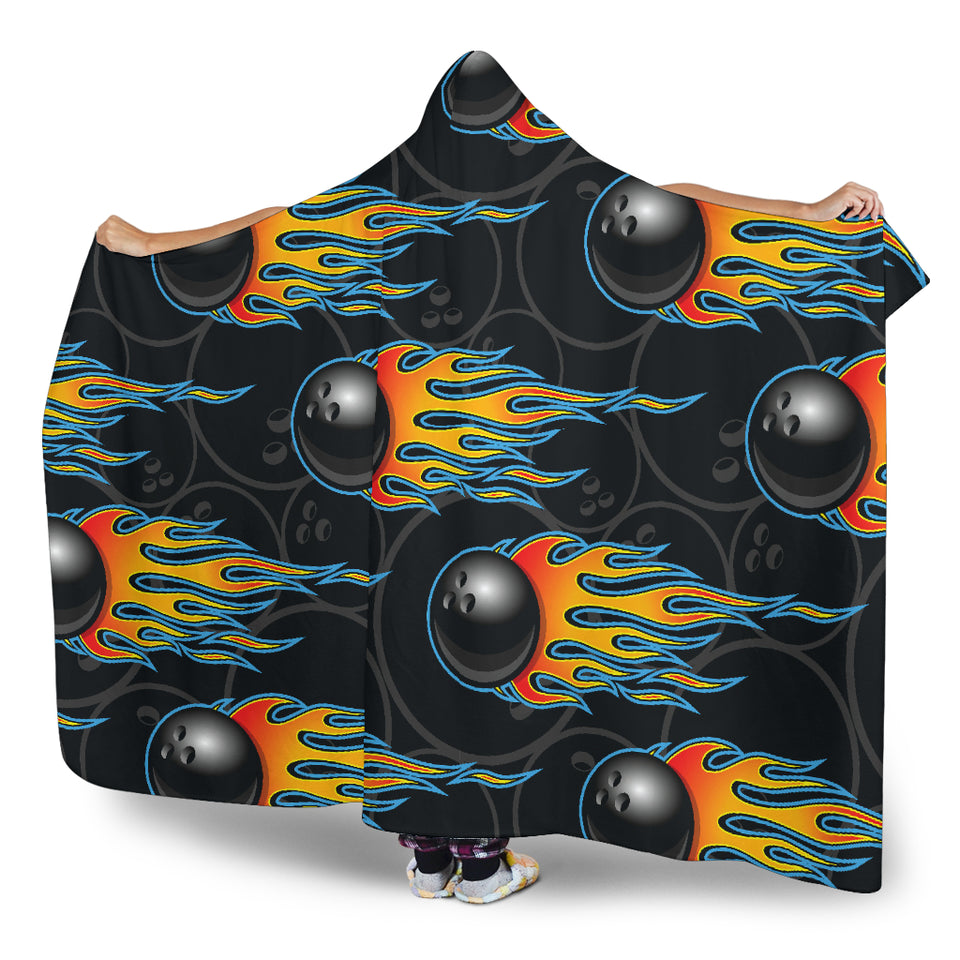Bowling Balls Flame Pattern Hooded Blanket