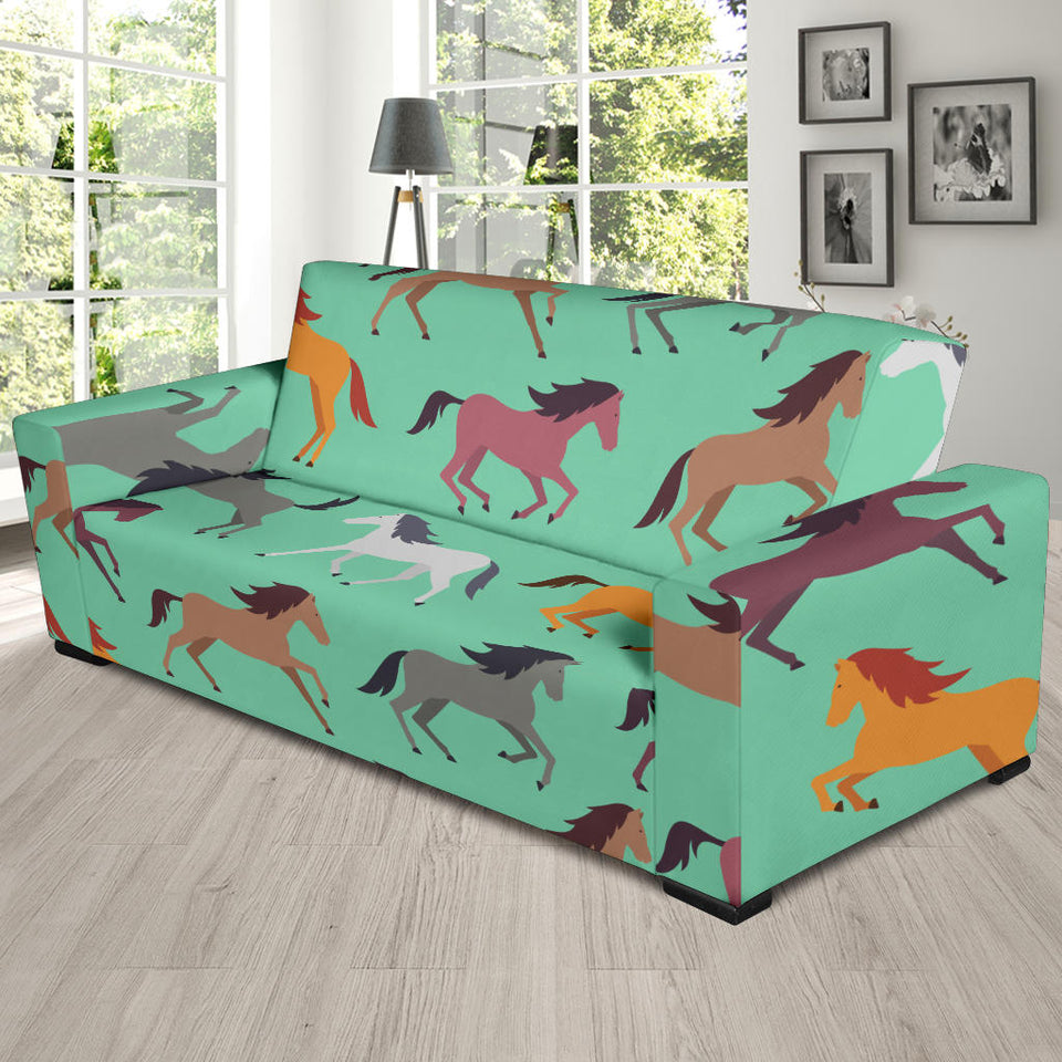 Colorful Horses Pattern Sofa Slipcover