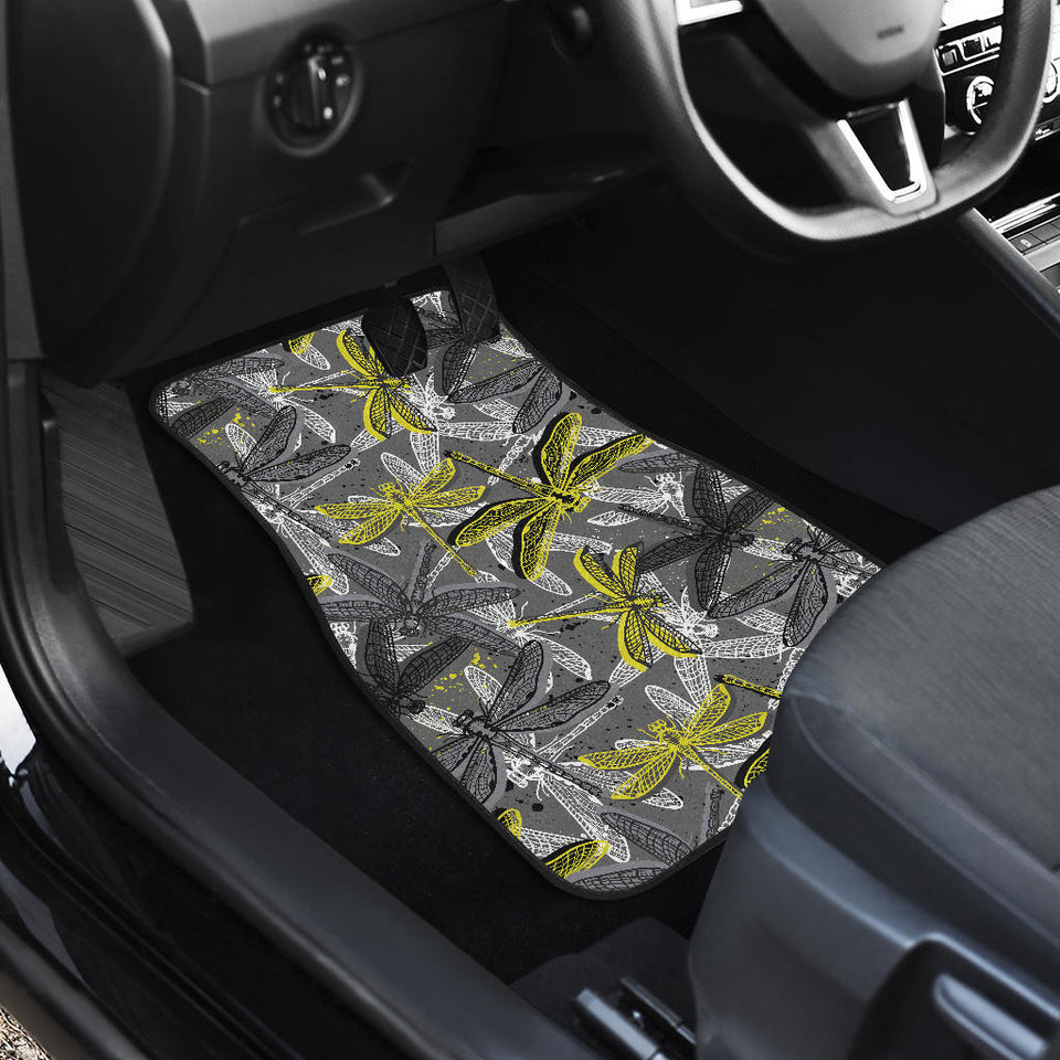 Hand Drawn Dragonfly Pattern Front Car Mats