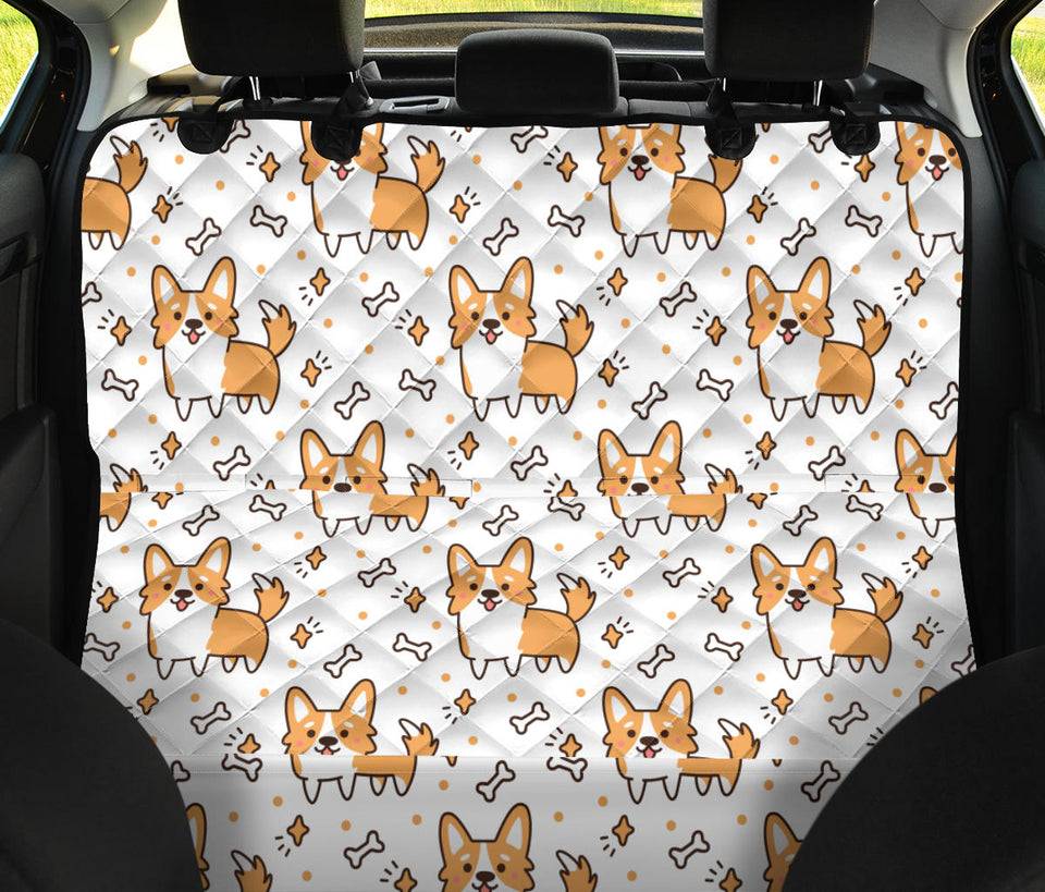 Cute Corgi Heart Star Bone Pattern Dog Car Seat Covers