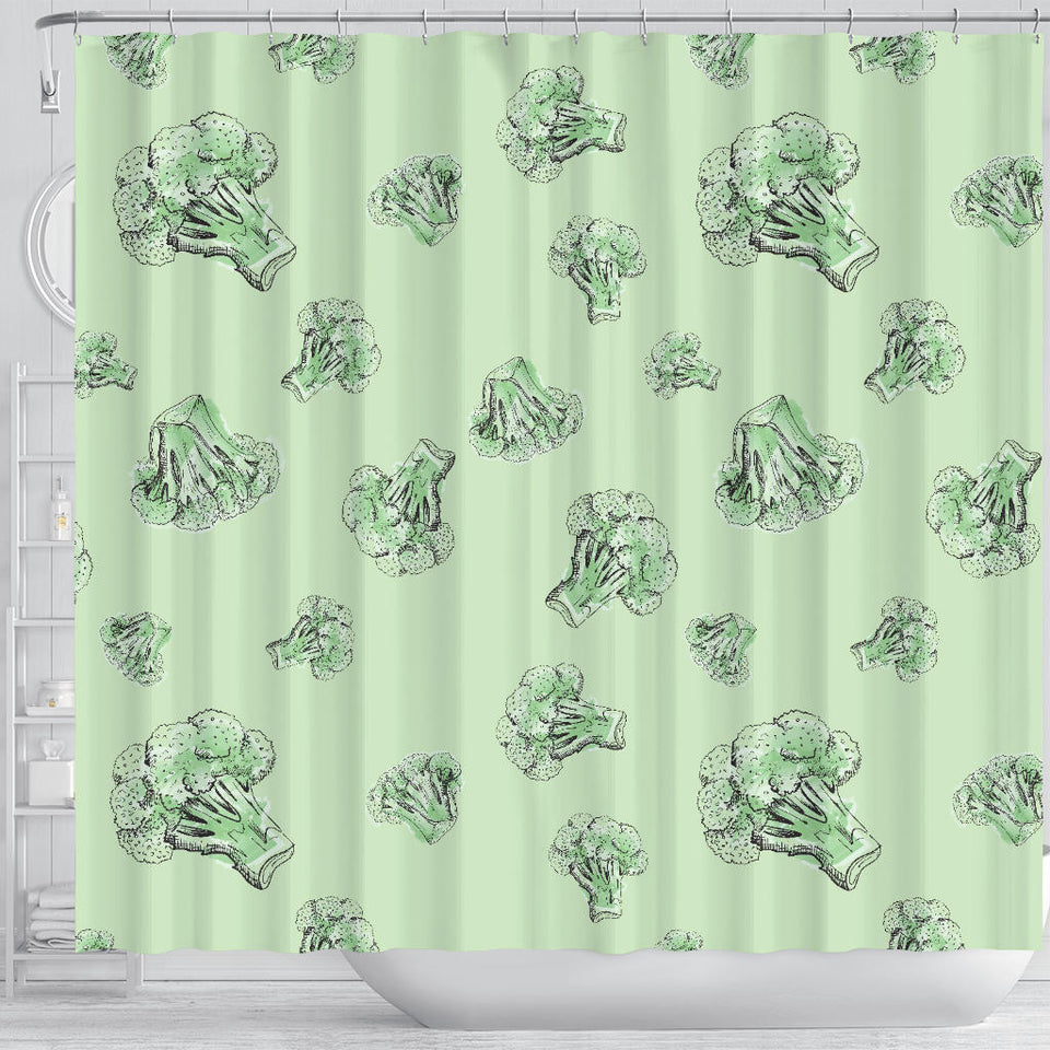 Broccoli Sketch Pattern Shower Curtain Fulfilled In US