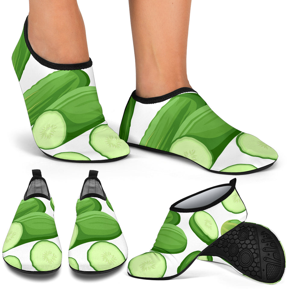 Cucumber Whole Slices Pattern Aqua Shoes