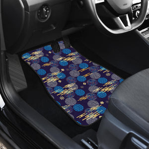 Blue Japanese Pattern Cloud Wave Flower Front Car Mats