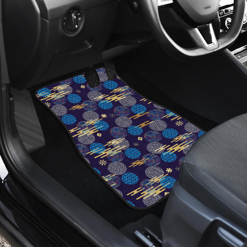Blue Japanese Pattern Cloud Wave Flower Front Car Mats