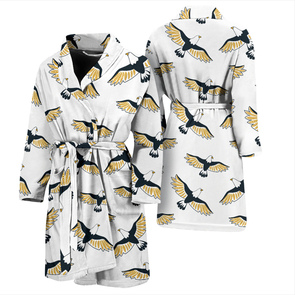 Eagle Pattern Print Design 03 Men's Bathrobe