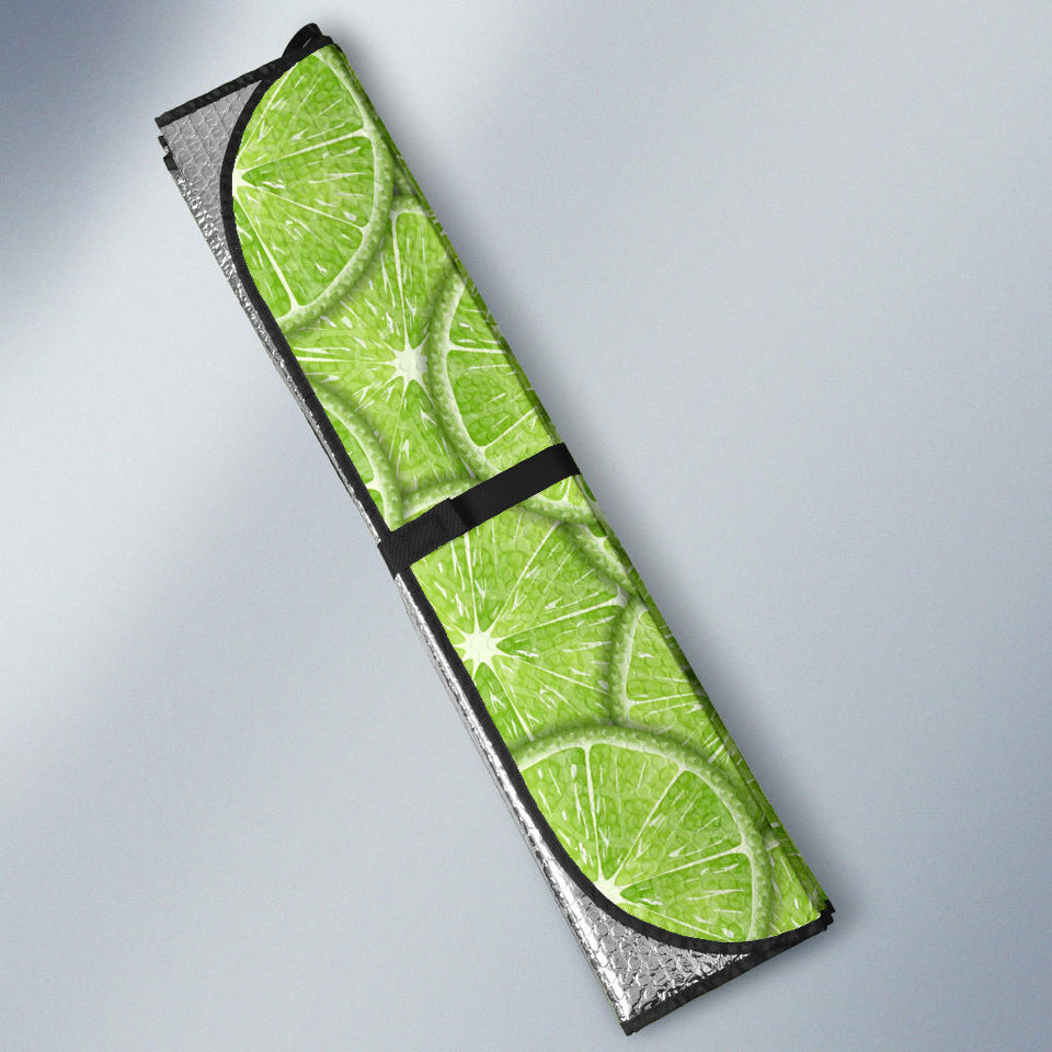 Slices Of Lime Pattern Car Sun Shade