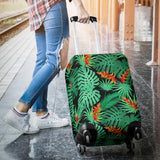 Heliconia Flower Palm Monstera Leaves Black Background Luggage Covers