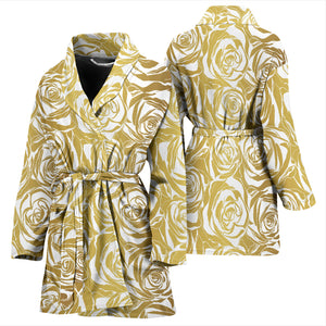 Rose Pattern Print Design 05 Women's Bathrobe