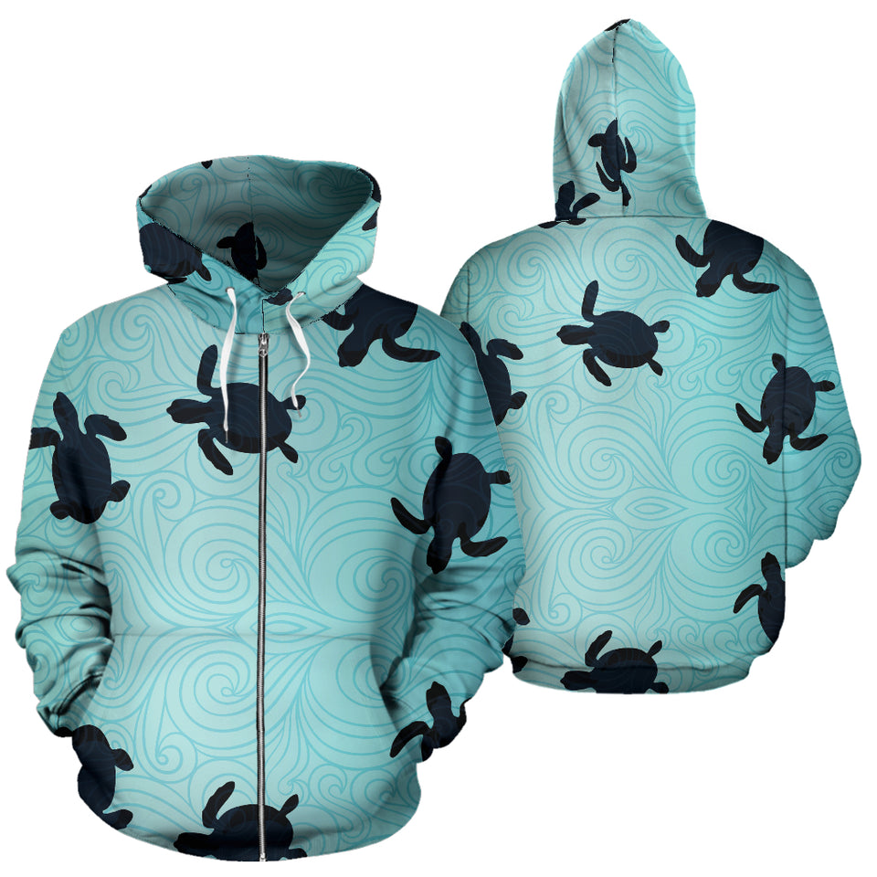 Sea Turtle With Blue Ocean Backgroud Zip Up Hoodie