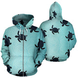 Sea Turtle With Blue Ocean Backgroud Zip Up Hoodie
