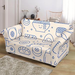 Cute Sushi Icon Pattern Loveseat Couch Slipcover