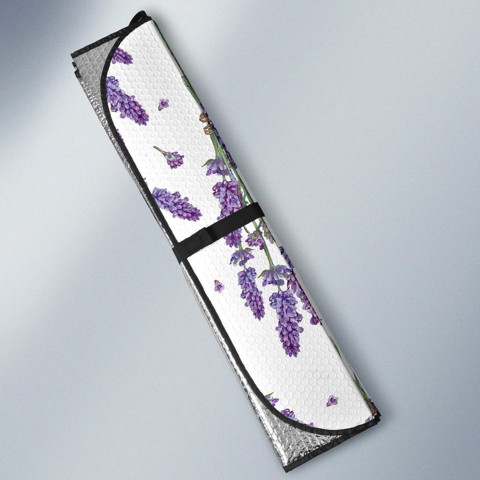 Lavender Flower Design Pattern Car Sun Shade