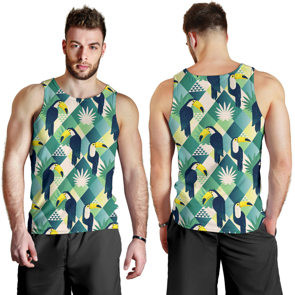 Toucan tropical leaves design pattern Men Tank Top