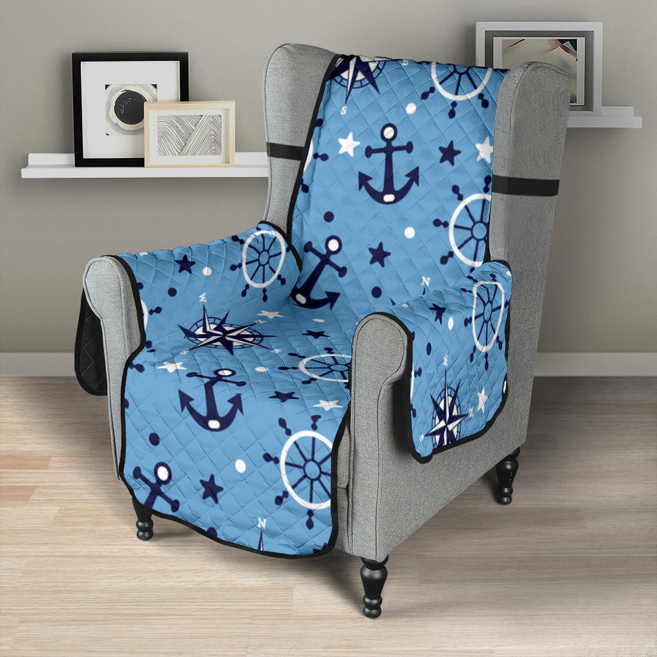 Anchors rudder compass star nautical pattern Chair Cover Protector