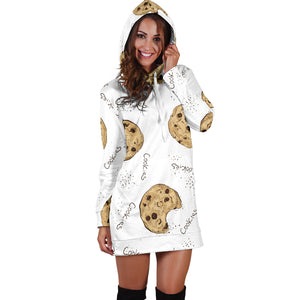Sketch Style Cookie Pattern Women'S Hoodie Dress