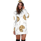 Sketch Style Cookie Pattern Women'S Hoodie Dress