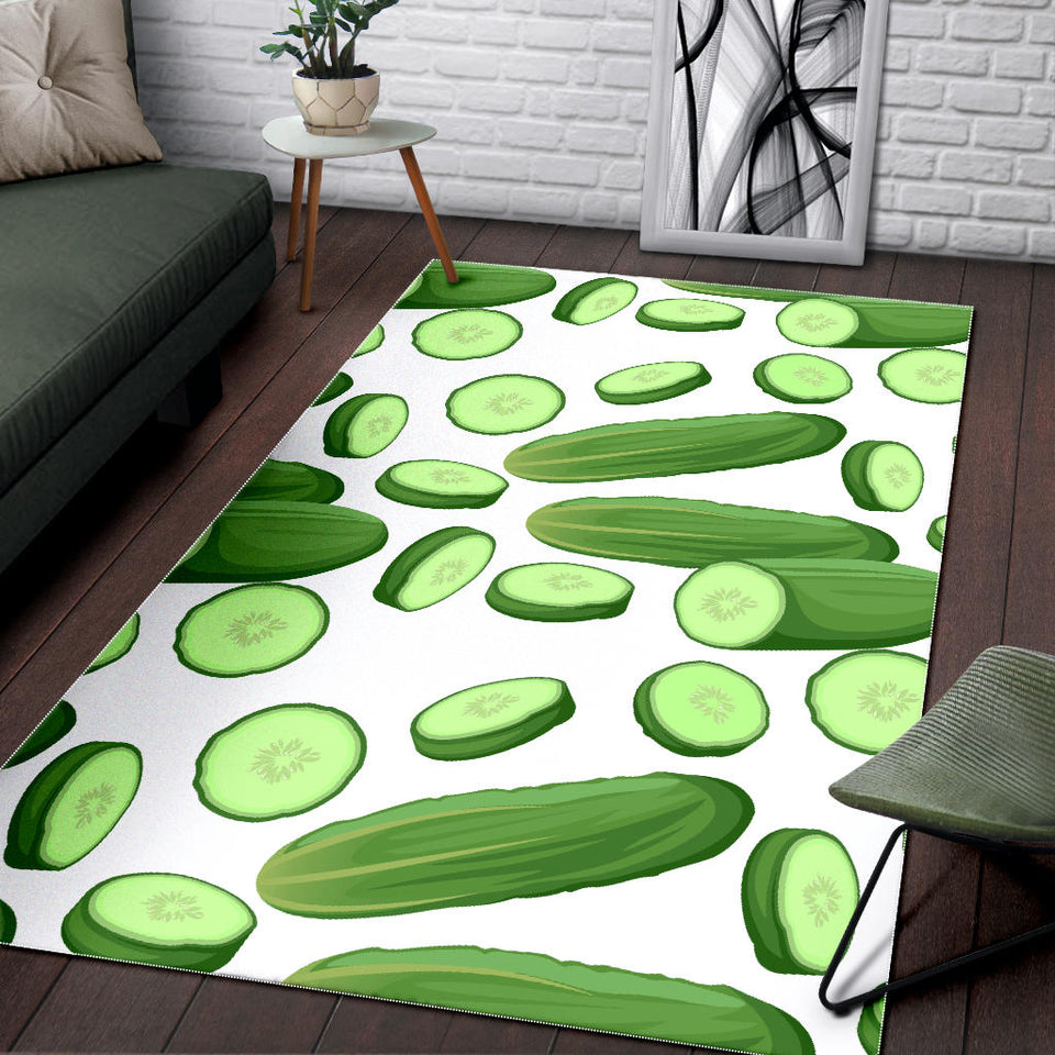 Cucumber Whole Slices Pattern Area Rug