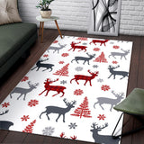 Deer Tree Snowflakes Chrismas Pattern Area Rug