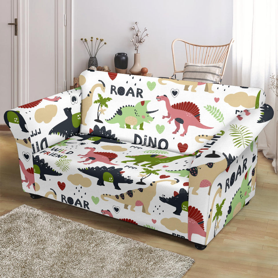 Cute Dinosaurs Pattern Loveseat Couch Slipcover