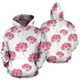 Pink Lotus Waterlily Pattern Men Women Pullover Hoodie
