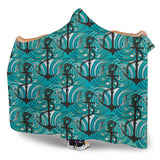 Anchor Nautical Green Background Hooded Blanket