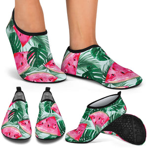 Watermelons Tropical Palm Leaves Pattern Aqua Shoes