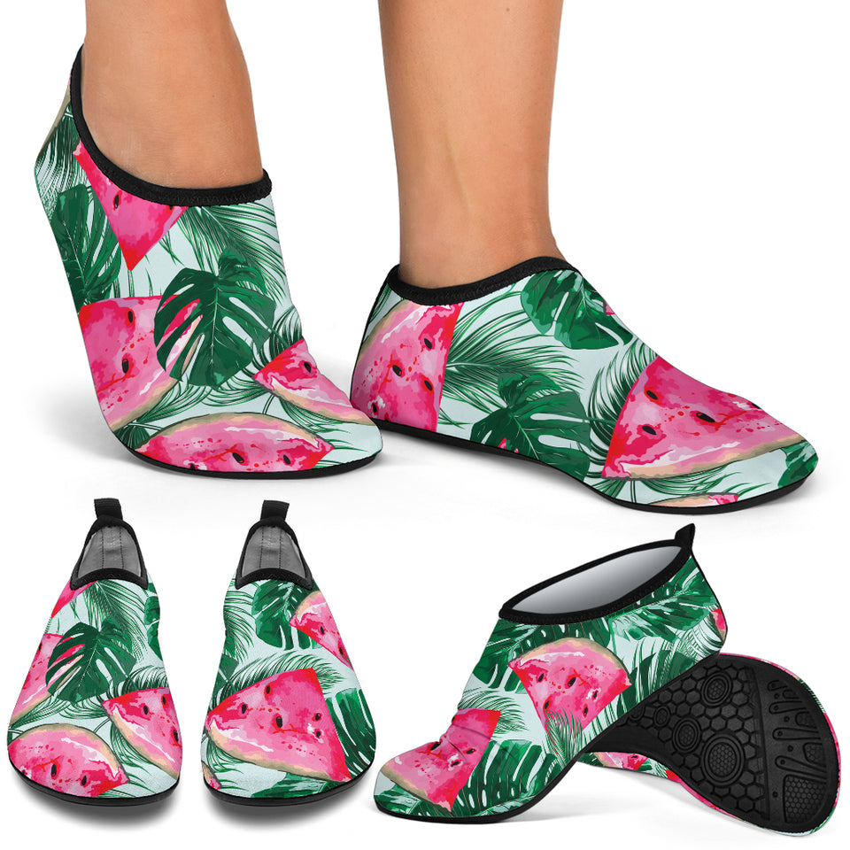 Watermelons Tropical Palm Leaves Pattern Aqua Shoes