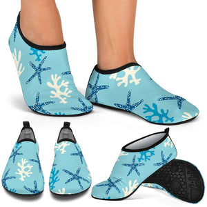 Blue Starfish Coral Reef Pattern Aqua Shoes