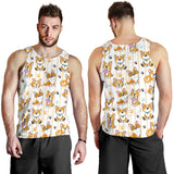 Cute dog corgi striped background pattern Men Tank Top