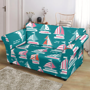 Cute Sailboat Pattern Loveseat Couch Slipcover