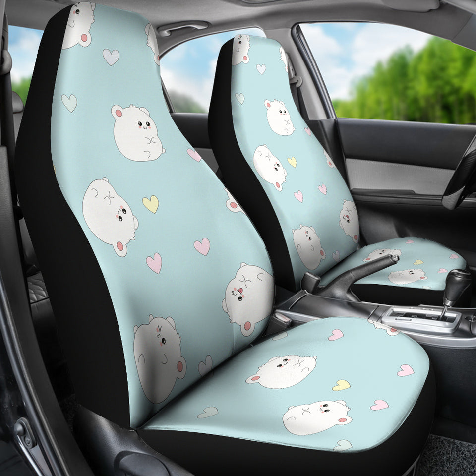 White Cute Hamsters Heart Pattern Universal Fit Car Seat Covers