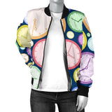 Colorful Clock Background Women'S Bomber Jacket