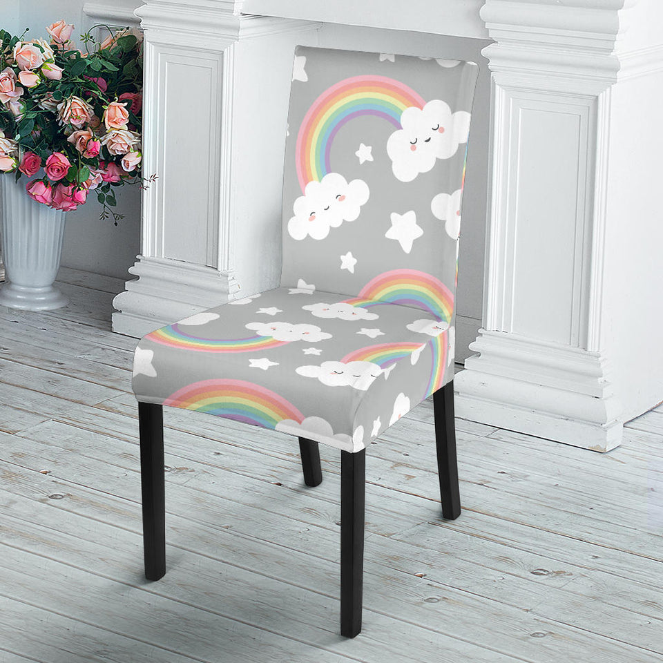 Cute Rainbow Clound Star Pattern Dining Chair Slipcover