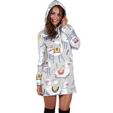 Cute Llama Alpaca Pattern Women'S Hoodie Dress
