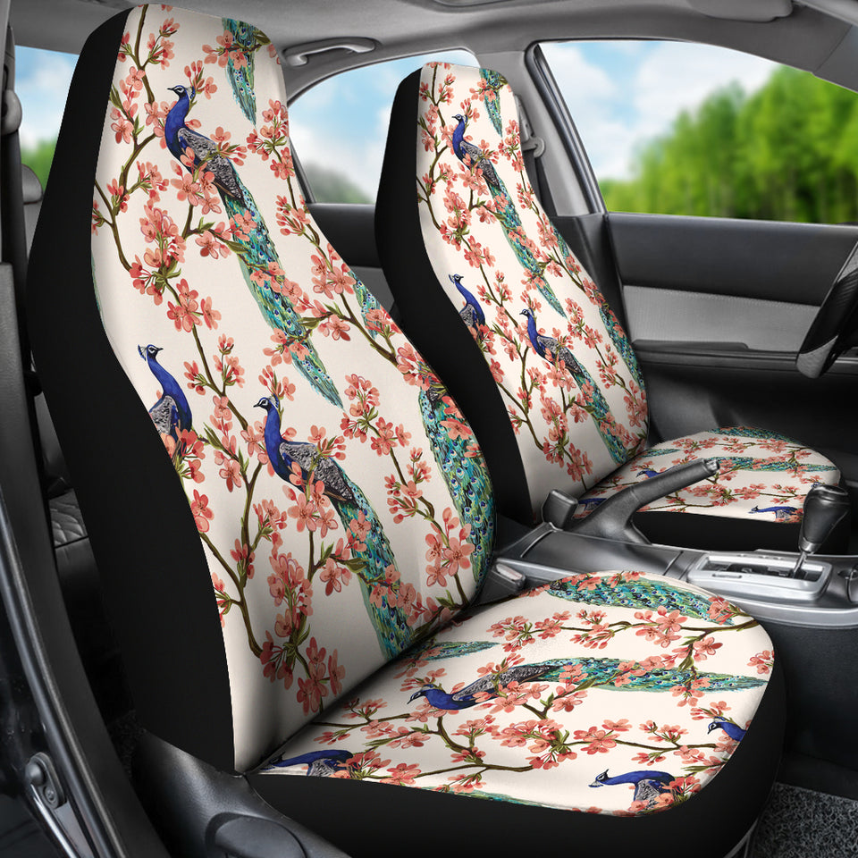 Peacock Tropical Flower Pattern  Universal Fit Car Seat Covers