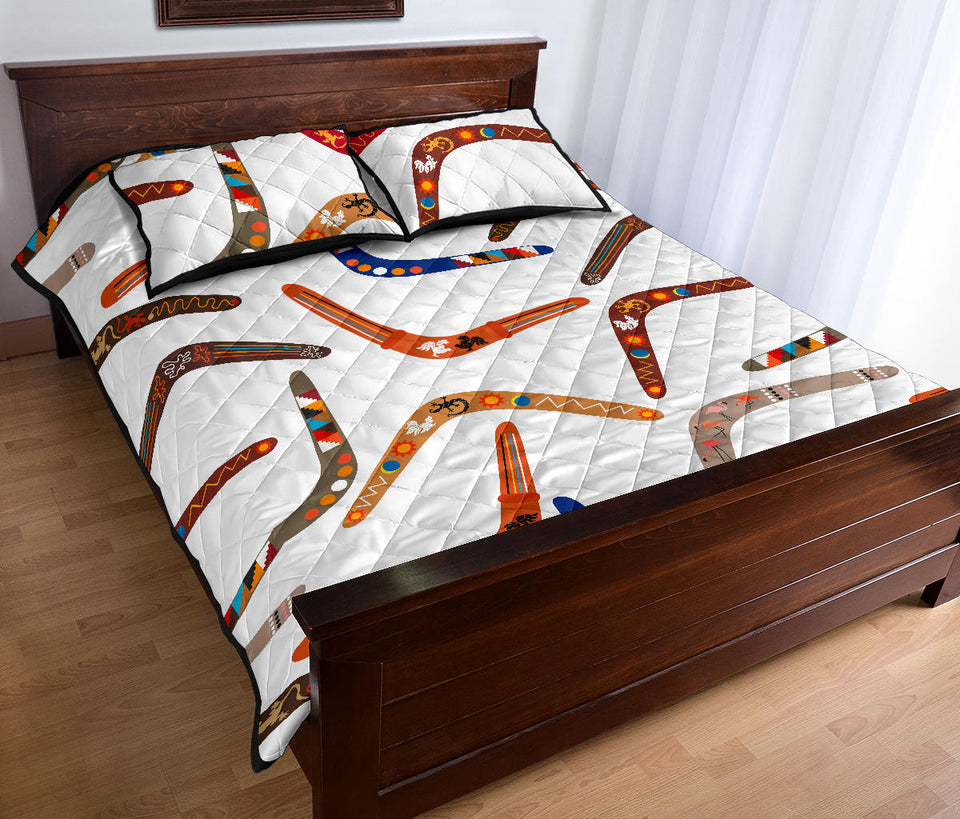 Boomerang Australian aboriginal ornament pattern Quilt Bed Set