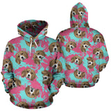 Beagle Muzzles Turquoise Paint Splashes Pink Pattern Men Women Pullover Hoodie