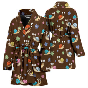 Snail Pattern Print Design 03 Women's Bathrobe