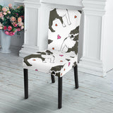 Boston Terrier Dog Hearts Vector Pattern Dining Chair Slipcover