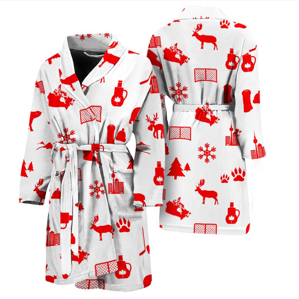 Canada Pattern Print Design 04 Men's Bathrobe