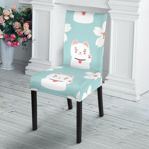 Maneki Neko Lucky Cat Sakura Dining Chair Slipcover