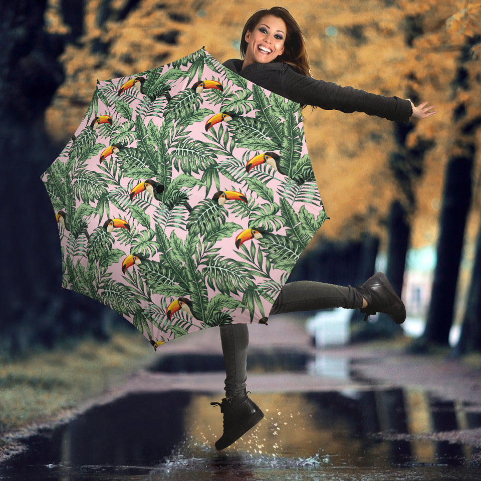 Toucan Tropical Green Jungle Palm Pattern Umbrella