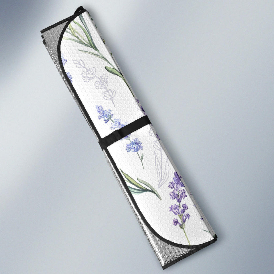 Hand Painting Watercolor Lavender Car Sun Shade