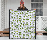 Sketch Funny Frog Pattern Premium Quilt
