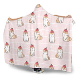 Cute Shiba Inu Dog Apple Pattern Hooded Blanket